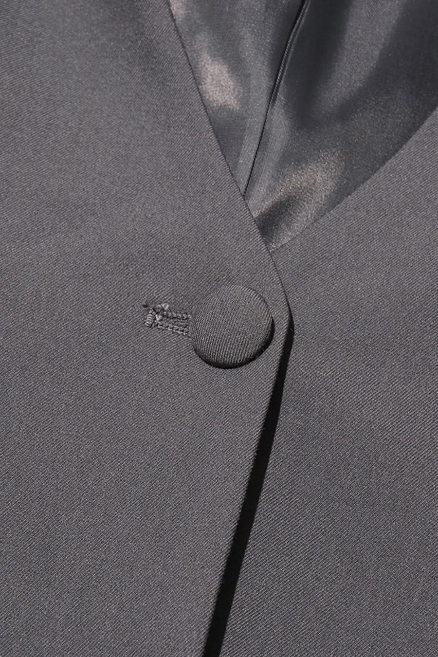 Yaka Fiyonklu Özel Dikim Blazer - Gri