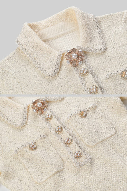 Örgü Dokulu Elbise - Fildişi