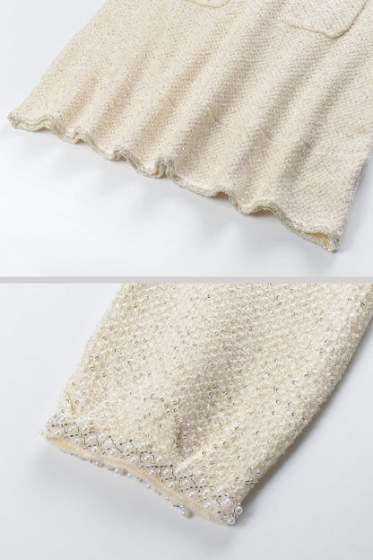 Örgü Dokulu Elbise - Fildişi