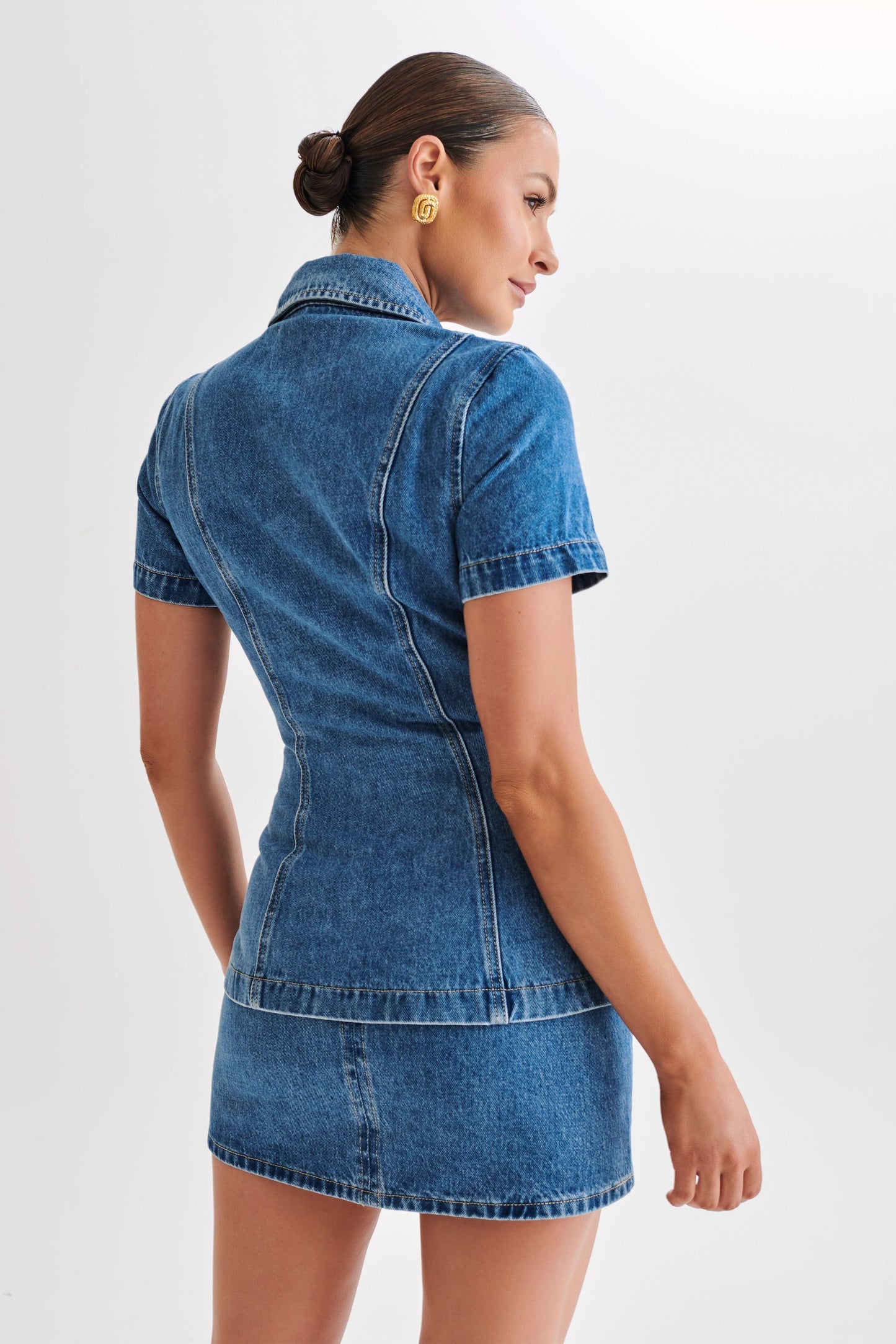 Butka™ Ellie Denim Kısa Kollu Üst - 70'Ler Mavi