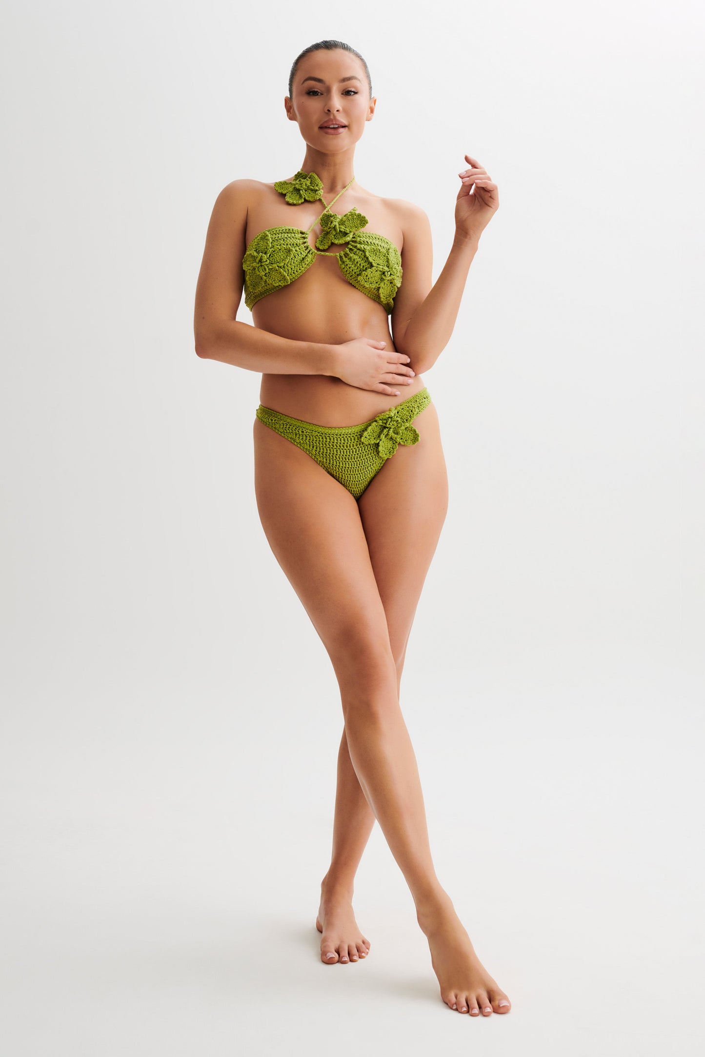 Butka™ Nehir Çiçekli Tığ İşi Bikini Üstü - Apple