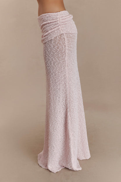 Butka™ Petra Dantelli Örgü Maxi Etek - Misty Rose