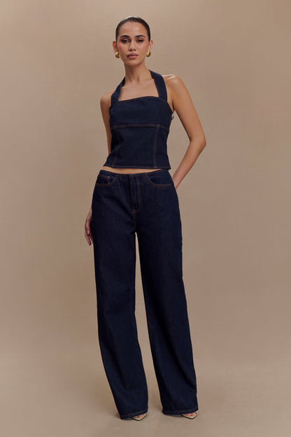 Butka™ Caitlin Mid Bel Denim Flare Jeans - İndigo Mavi