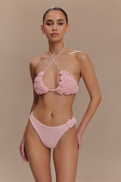 Butka™ Aesha Çiçekli Tığ İşi Bikini Üstü - Soluk Pembe