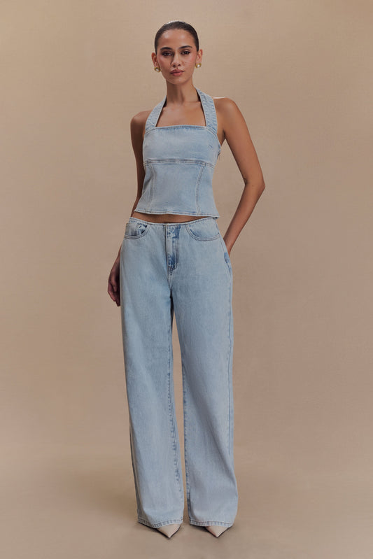 Butka™ Caitlin Mid Bel Denim Flare Jeans - Açık Mavi