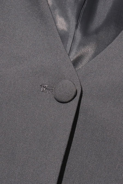 Yaka Fiyonklu Özel Dikim Blazer - Gri