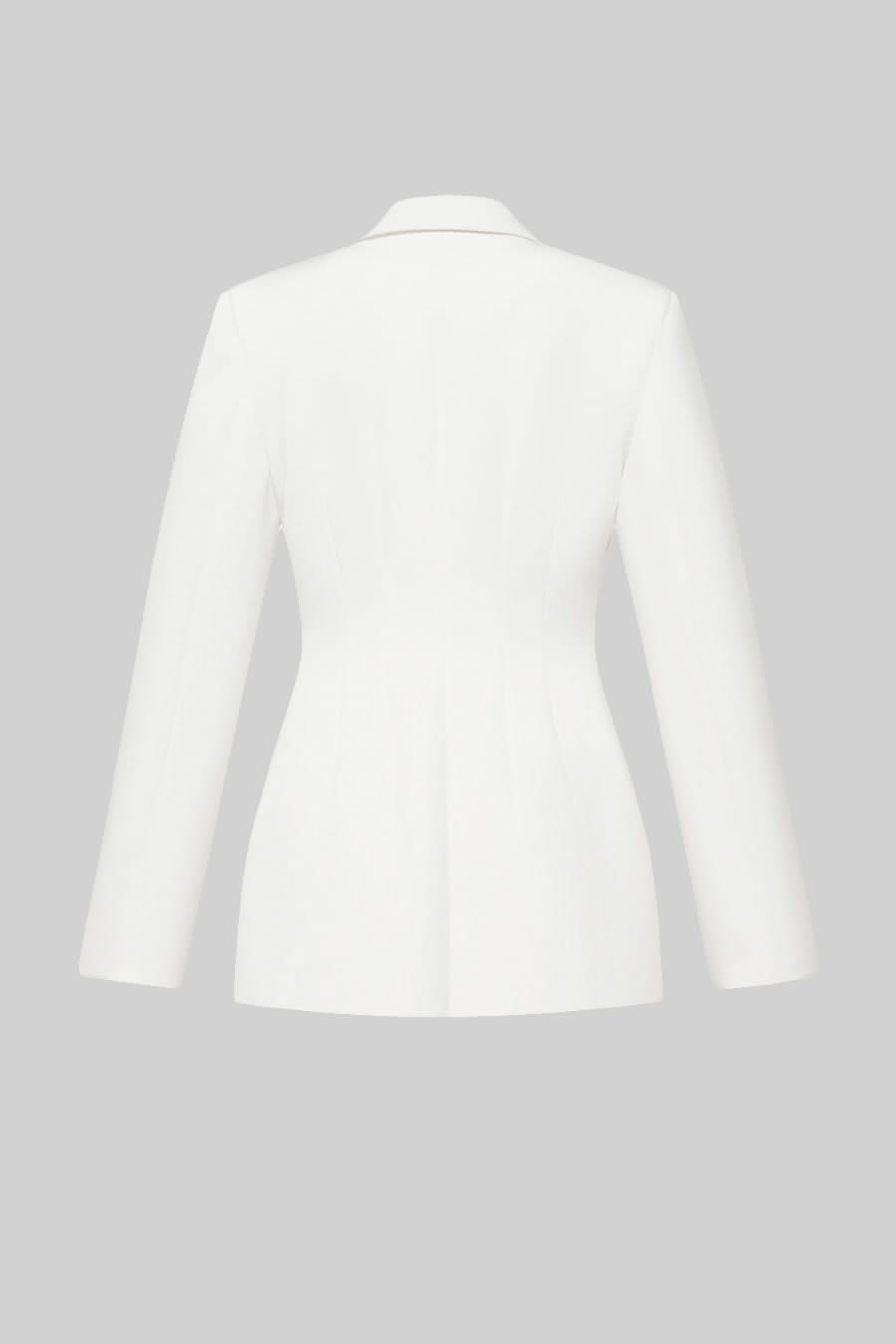 Göğüs Çapraz Askılı Özel Kesim Blazer - Beyaz