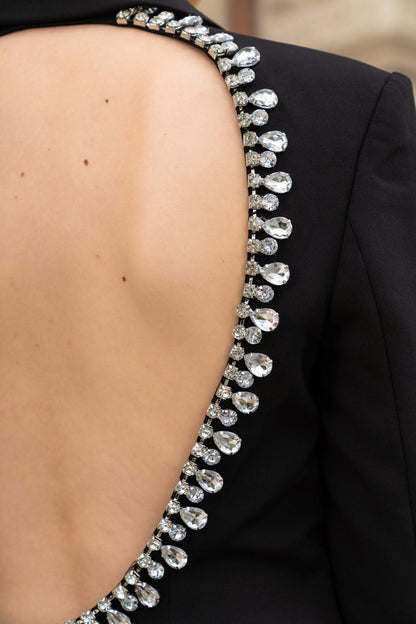 Sırt Kesimli Elmas Blazer - Siyah