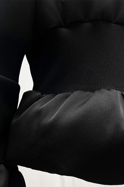 Dar Kesim Bel Kesimli Kısa Şişme Mont - Siyah