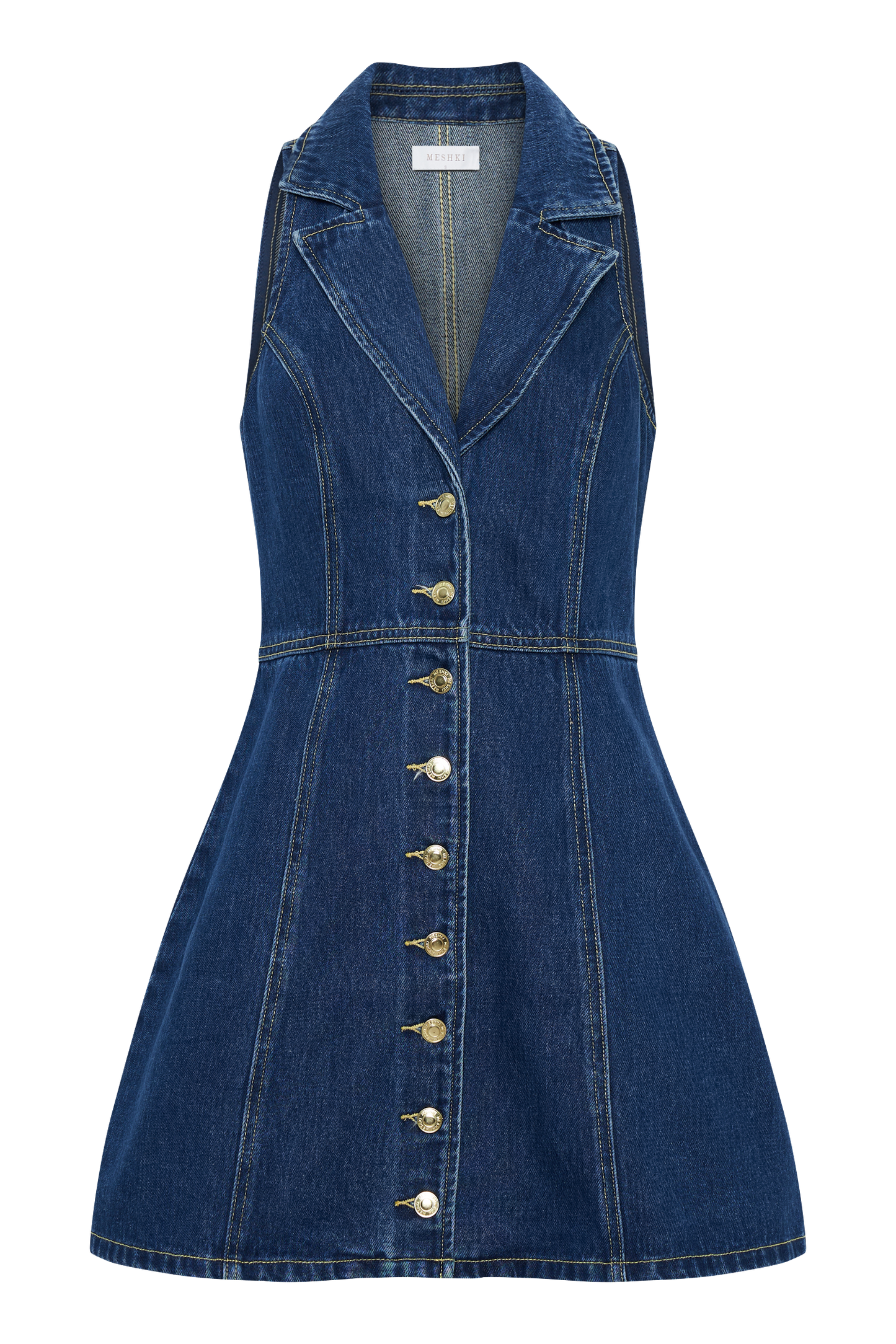 Butka™ Eugenie Yakalı Denim Mini Elbise - Lacivert