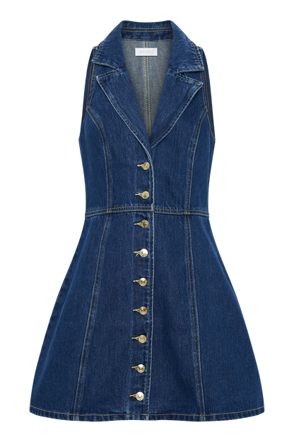 Butka™ Eugenie Yakalı Denim Mini Elbise - Lacivert