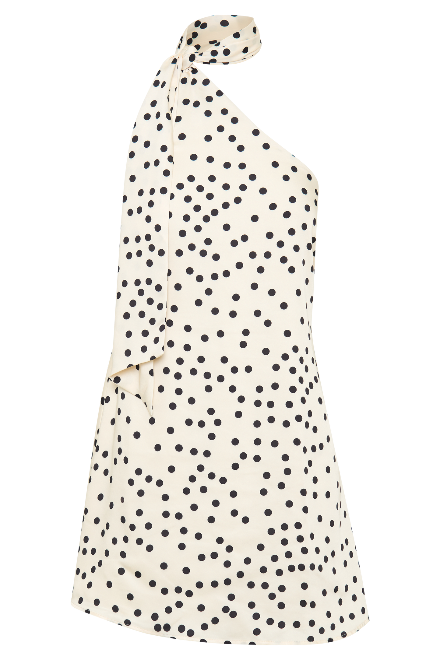 Butka™ Joan Satin Asimetrik Mini Elbise - Polkadot