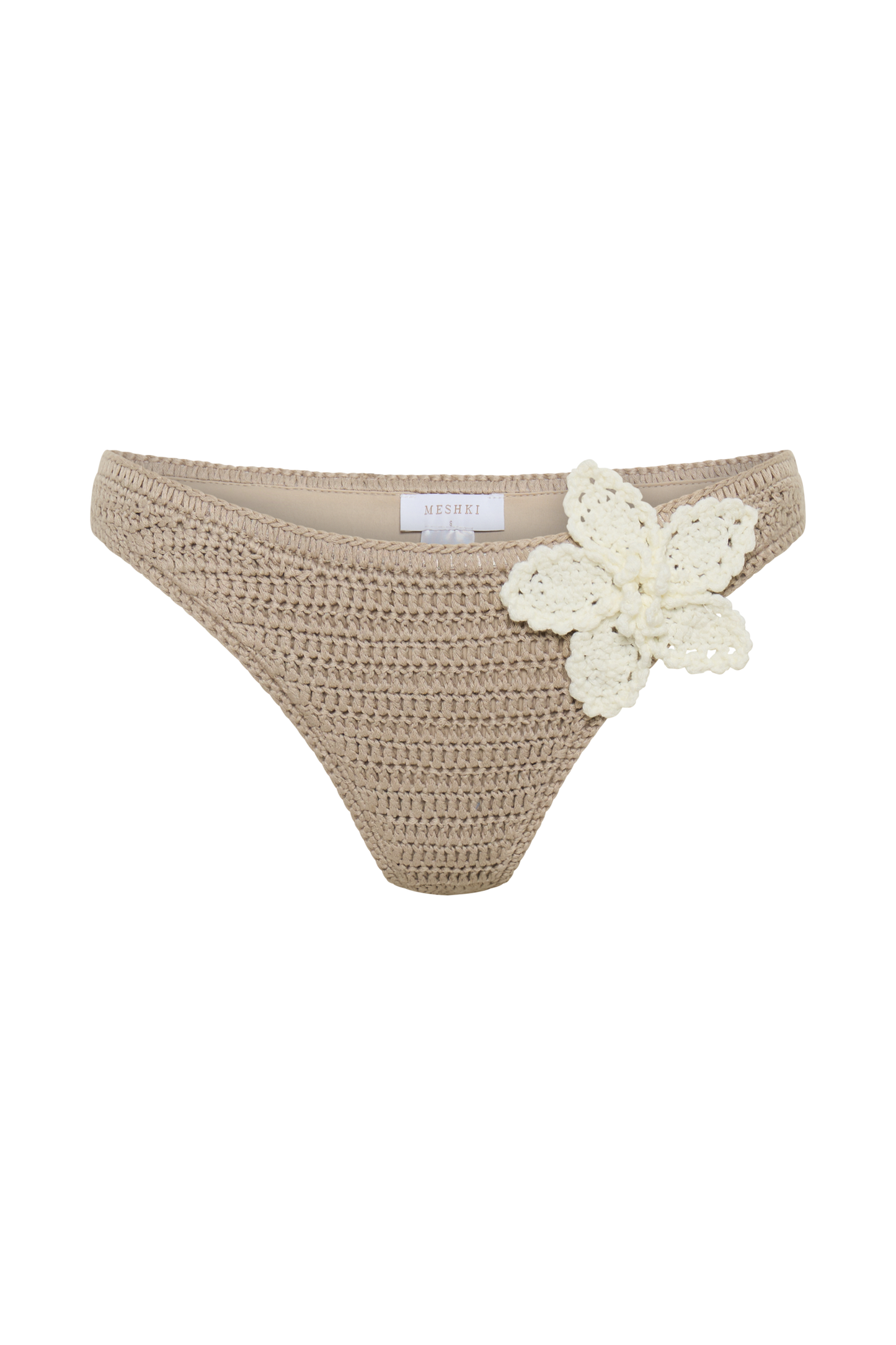 Butka™ Skye Çiçekli Tığ Bağlamalı Bikini Altı - Taupe/Beyaz