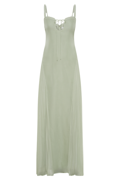 Butka™ Saira Şifon Maxi Elbise - Pastel Yeşil