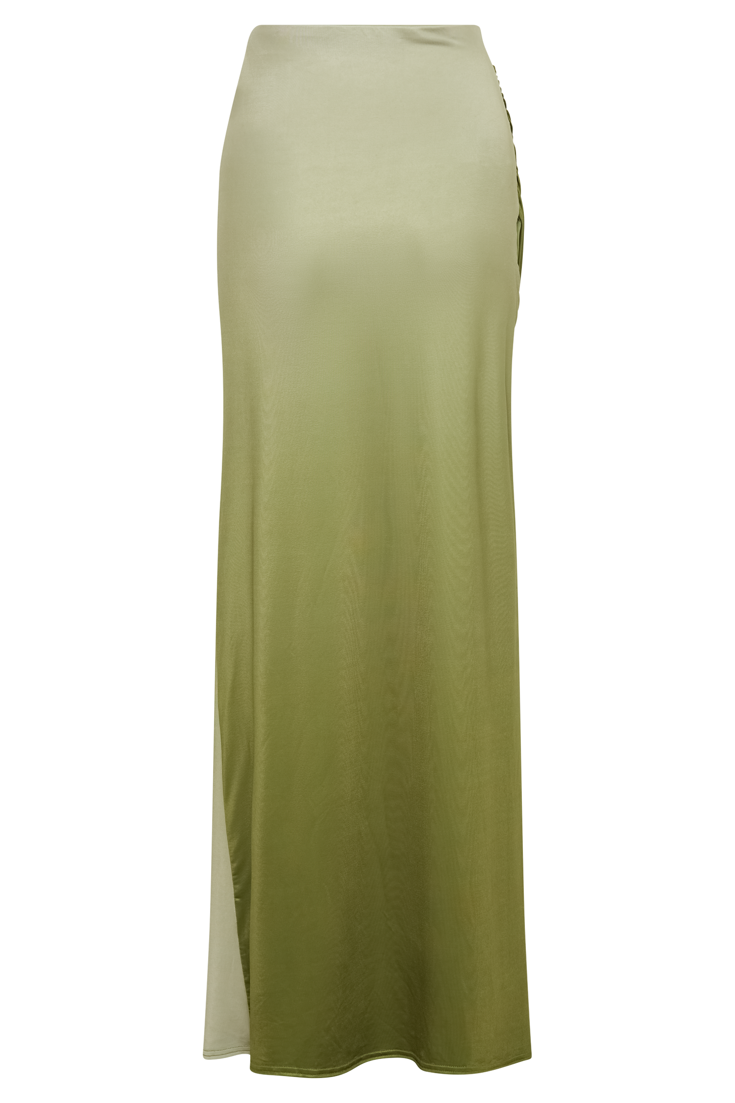 Butka™ Bronwyn Slinky Dantelli Yırtmaçlı Maxi Etek - Ombre Vintage Olive