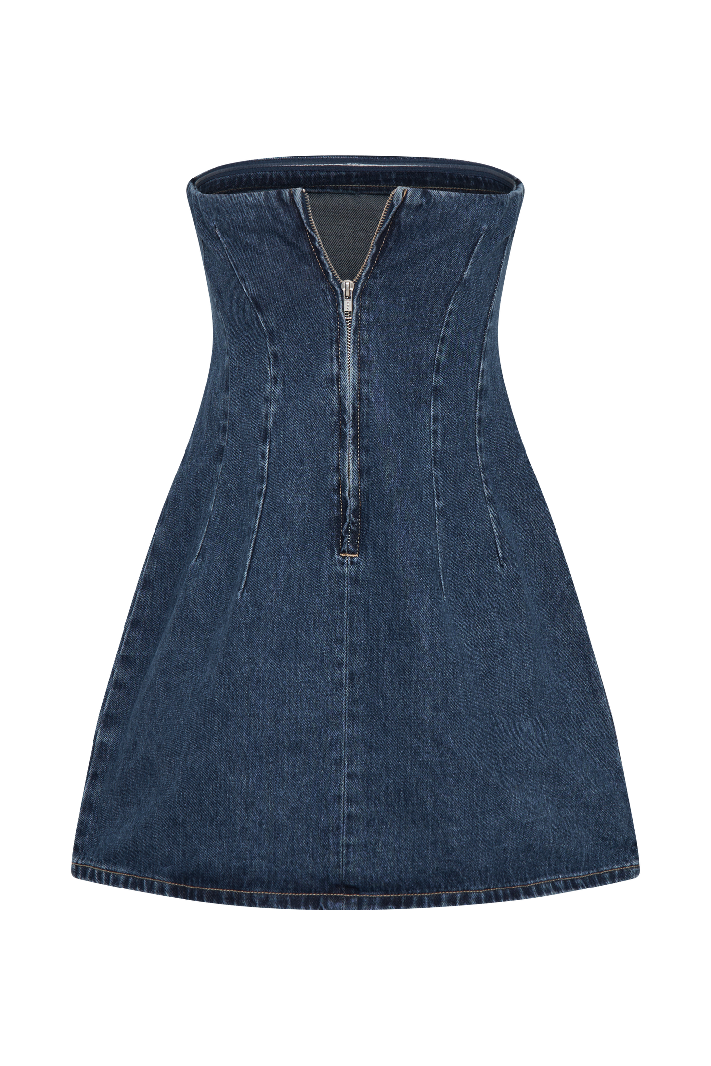 Butka™ Cecily Straplez Denim Mini Elbise - Koyu Mavi