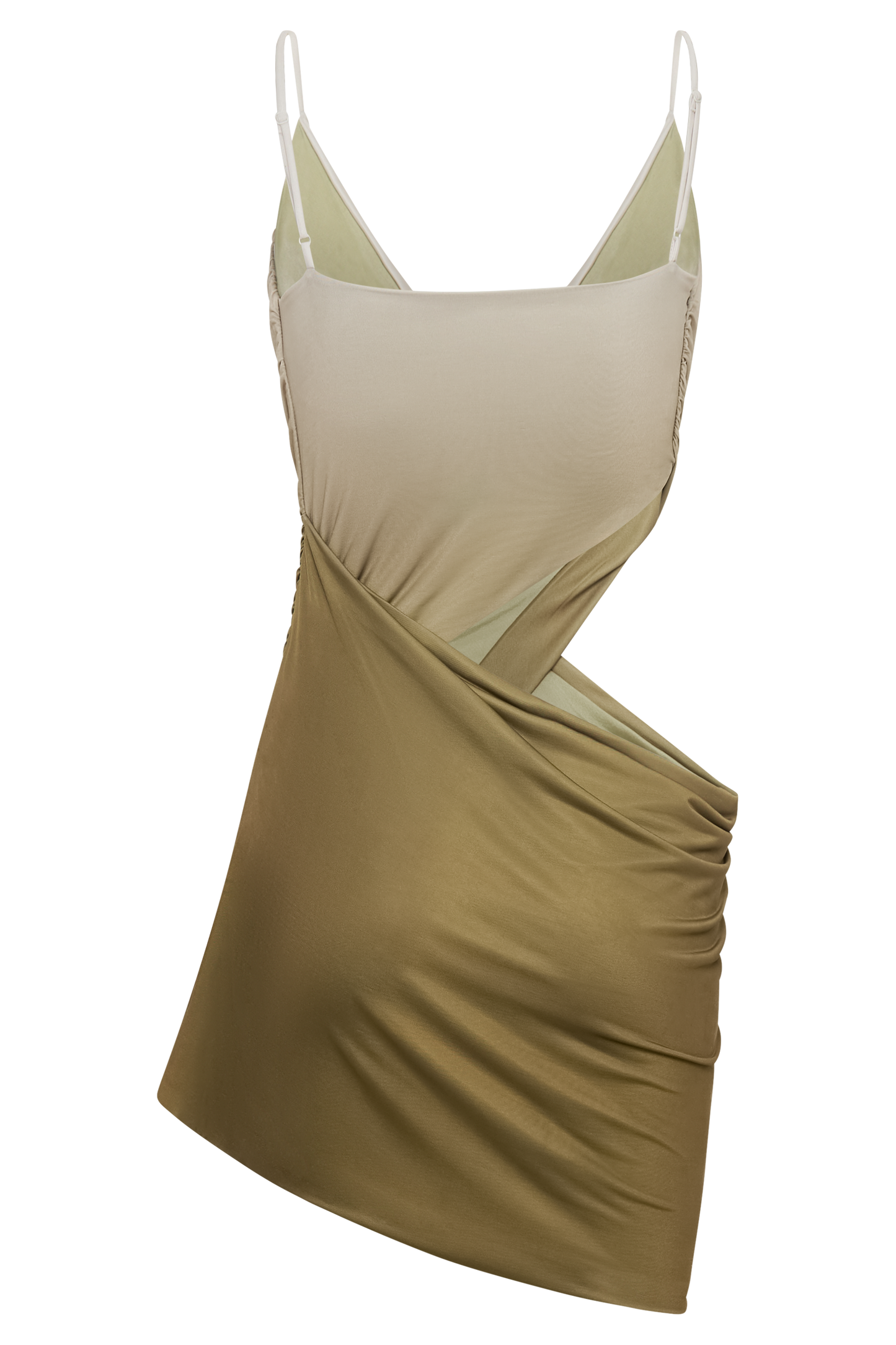 Butka™ Nellie Cowl Draped Dar Mini Elbise - Ombre Vintage Olive