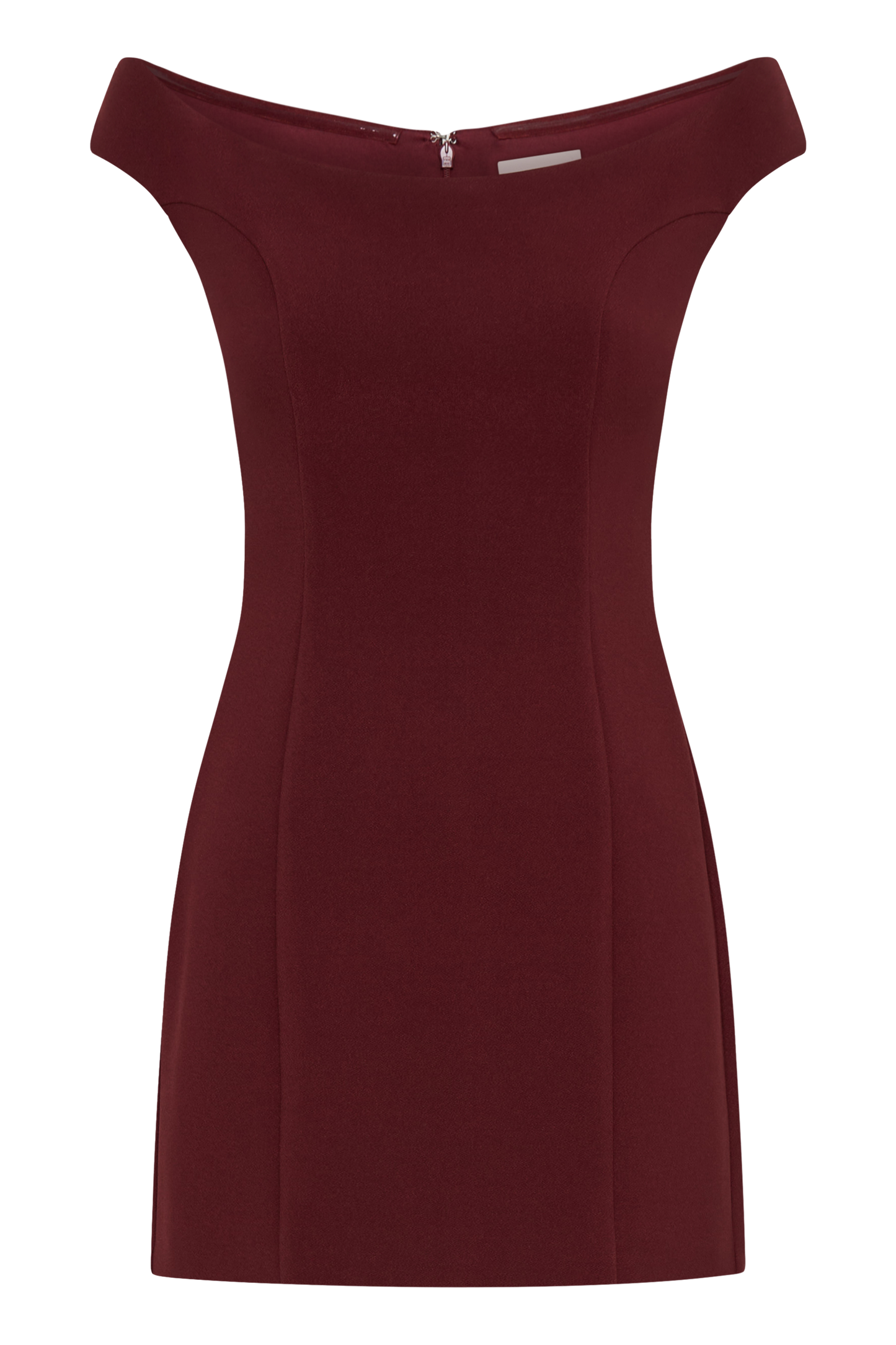 Butka™ Cassidy Krep Düşük Omuz Mini Elbise - Merlot