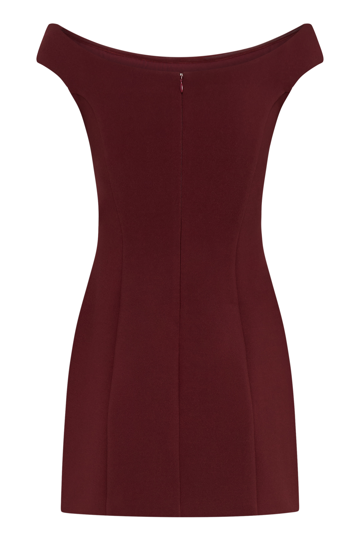 Butka™ Cassidy Krep Düşük Omuz Mini Elbise - Merlot