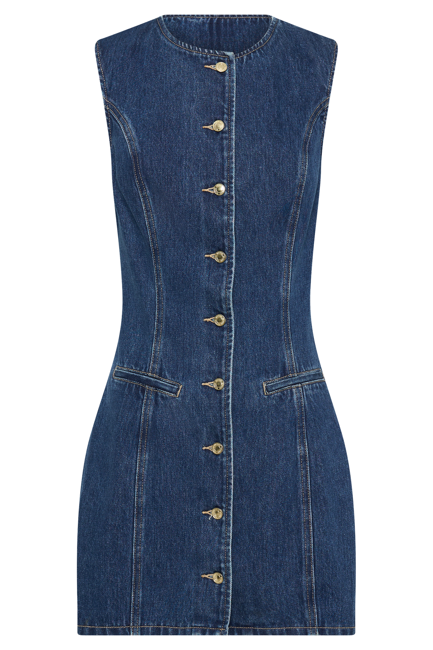 Butka™ Jane Düğmeli Denim Mini Elbise - Koyu Mavi