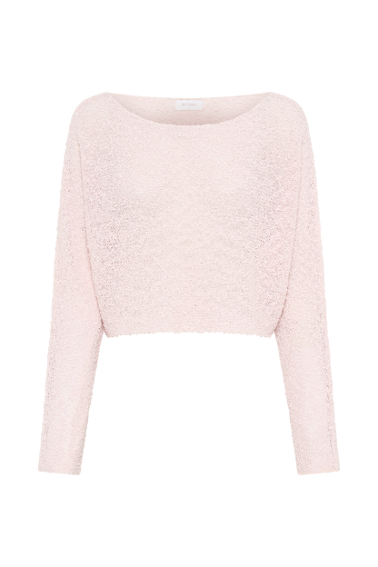 Butka™ Petra Uzun Kollu Örgü Crop Top - Misty Rose