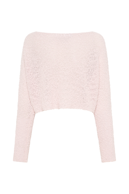 Butka™ Petra Uzun Kollu Örgü Crop Top - Misty Rose