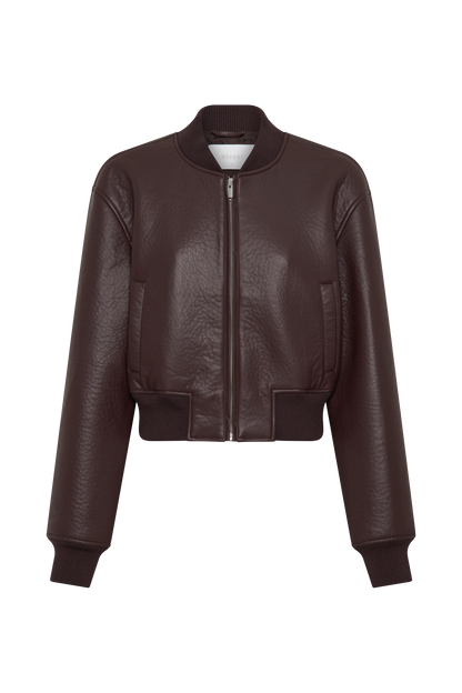 Butka™ Codi Suni Deri Bomber Ceket - Merlot