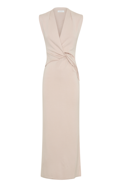 Butka™ Lorelei Krep Twist Midi Elbise - Taupe