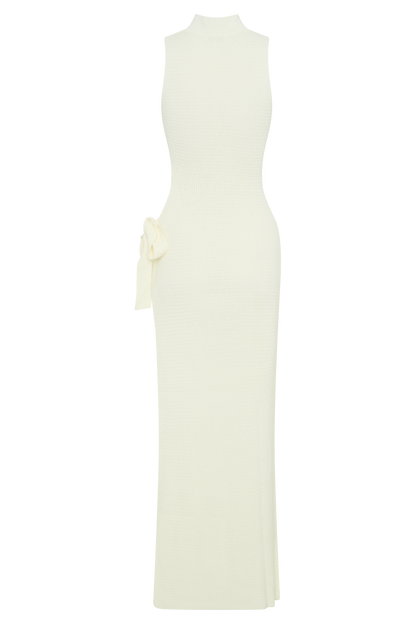 Butka™ Stephanie Cut Out Örgü Maxi Elbise - Fildişi