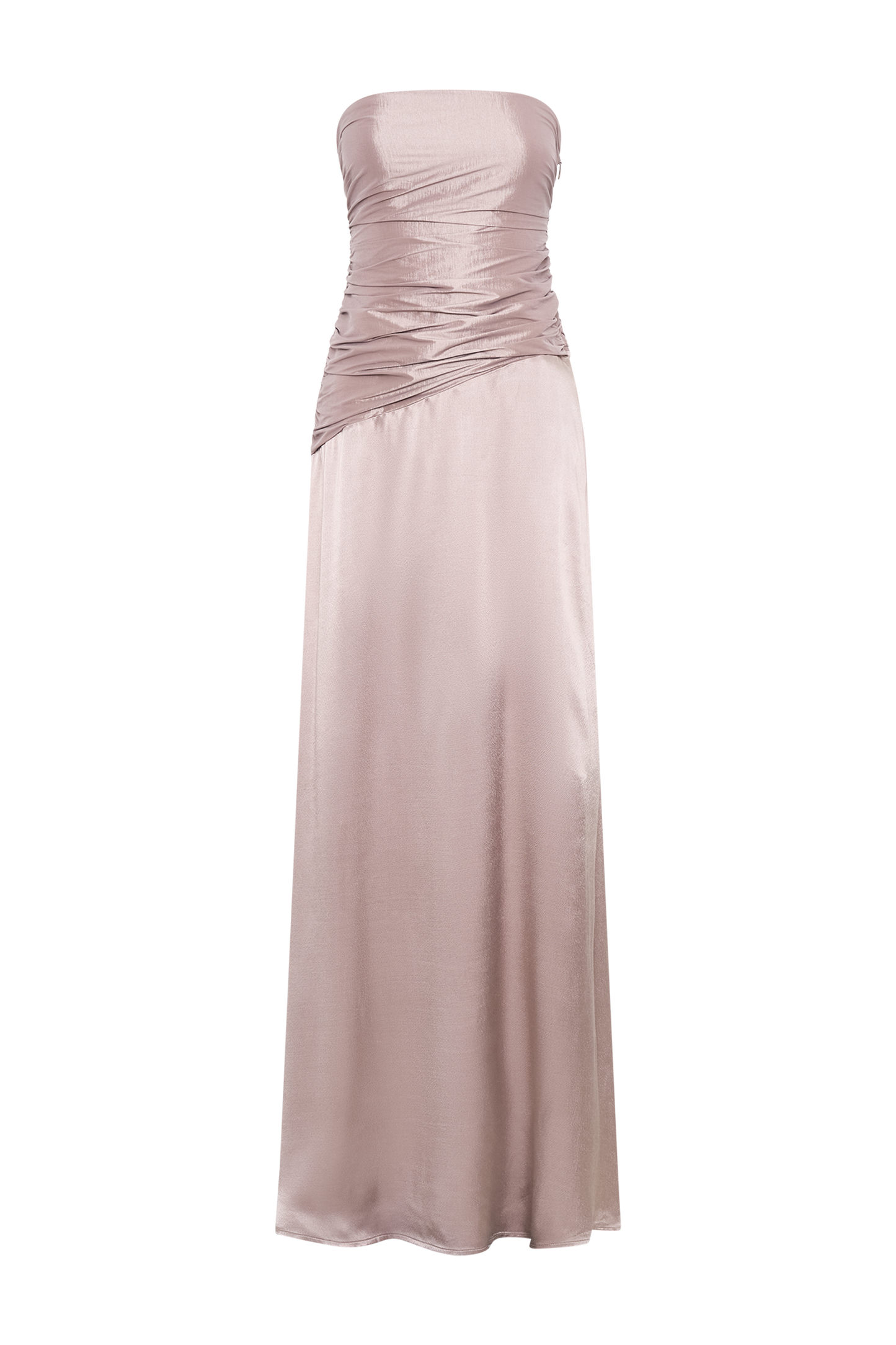 Butka™ Serena Straplez Tafta Maxi Elbise - Bronz Taupe