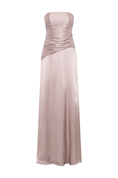 Butka™ Serena Straplez Tafta Maxi Elbise - Bronz Taupe