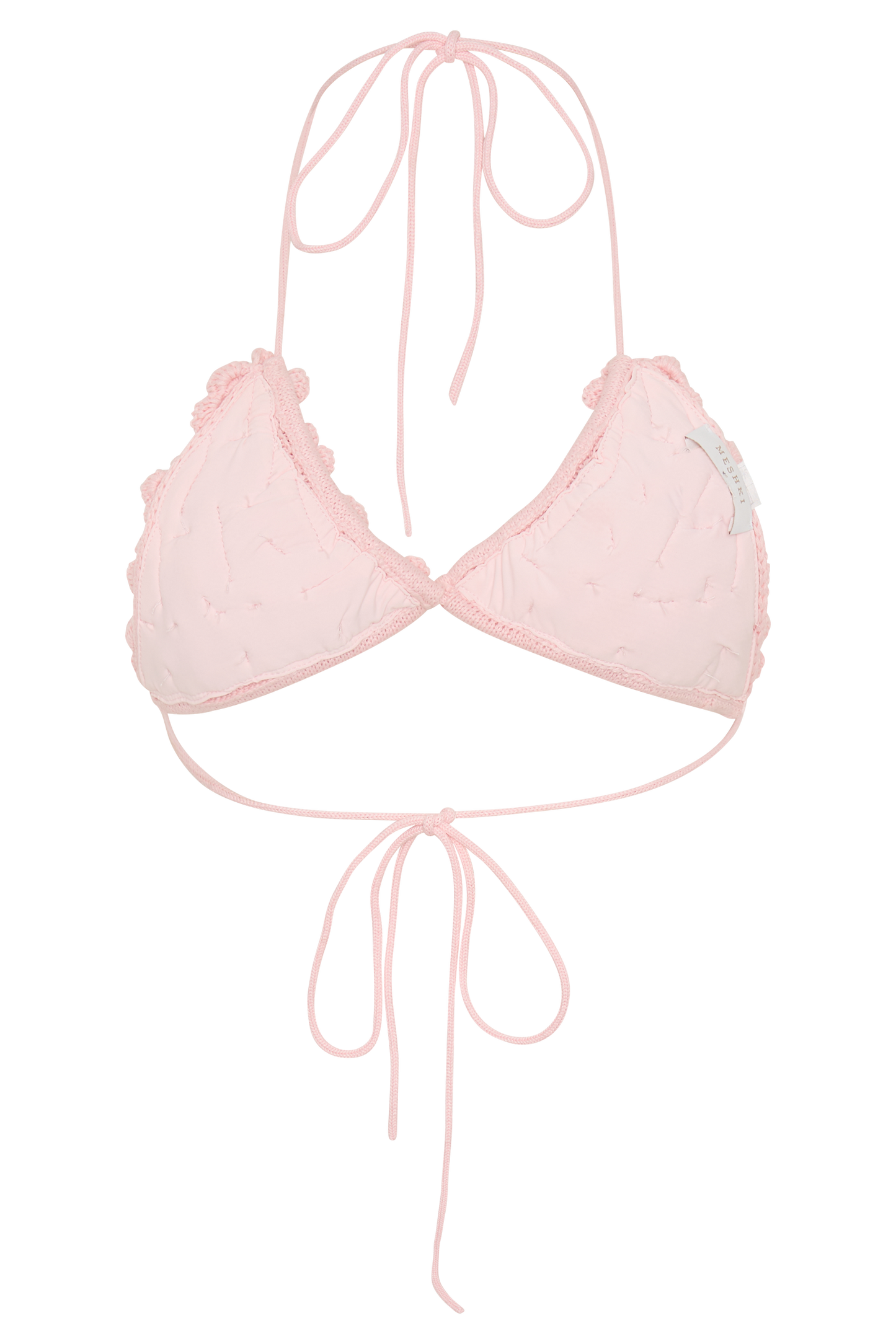 Butka™ Aesha Çiçekli Tığ İşi Bikini Üstü - Soluk Pembe