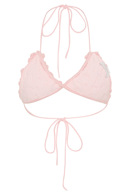 Butka™ Aesha Çiçekli Tığ İşi Bikini Üstü - Soluk Pembe