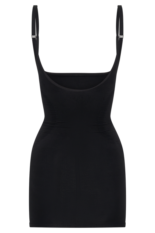 Butka™ Jocelyn Sırtı Açık Shapewear Mini Elbise - Siyah