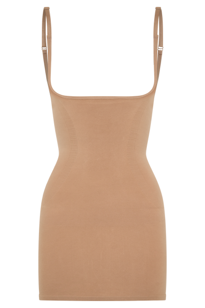 Butka™ Jocelyn Sırtı Açık Shapewear Mini Elbise - Latte