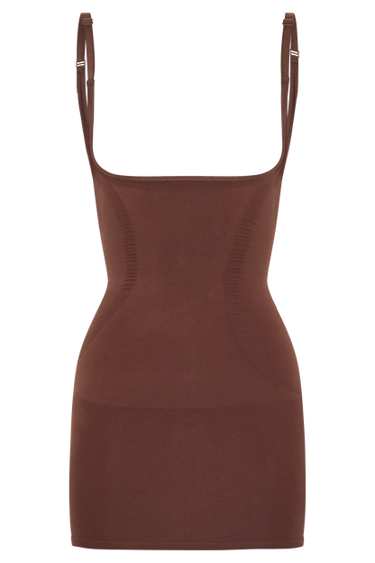 Butka™ Jocelyn Sırtı Açık Shapewear Mini Elbise - Espresso