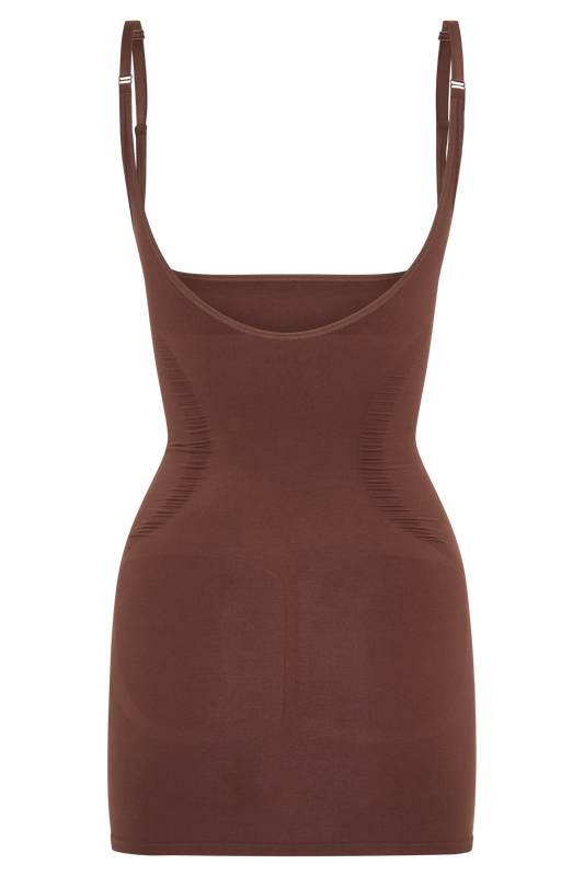 Butka™ Jocelyn Sırtı Açık Shapewear Mini Elbise - Espresso