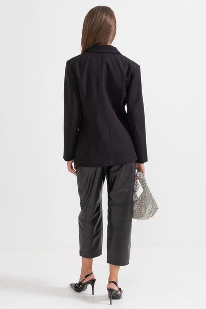 Stellar Çift Düğmeli Blazer - Siyah