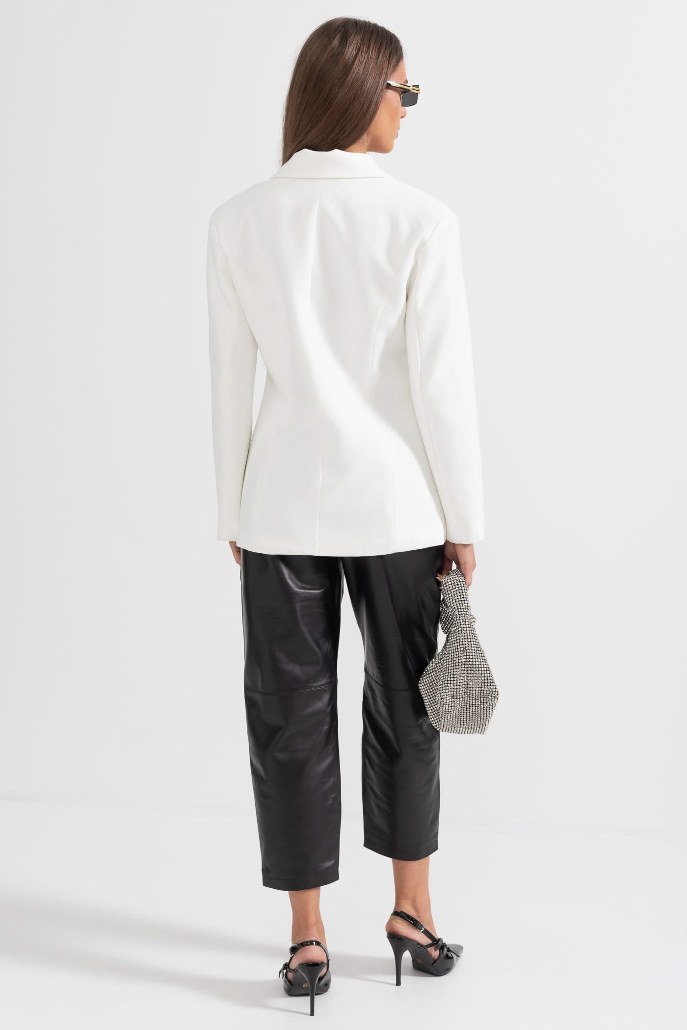 Stellar Çift Düğmeli Blazer - Beyaz