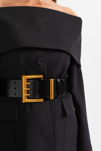 Omuzdan Kesik Ceket - Siyah