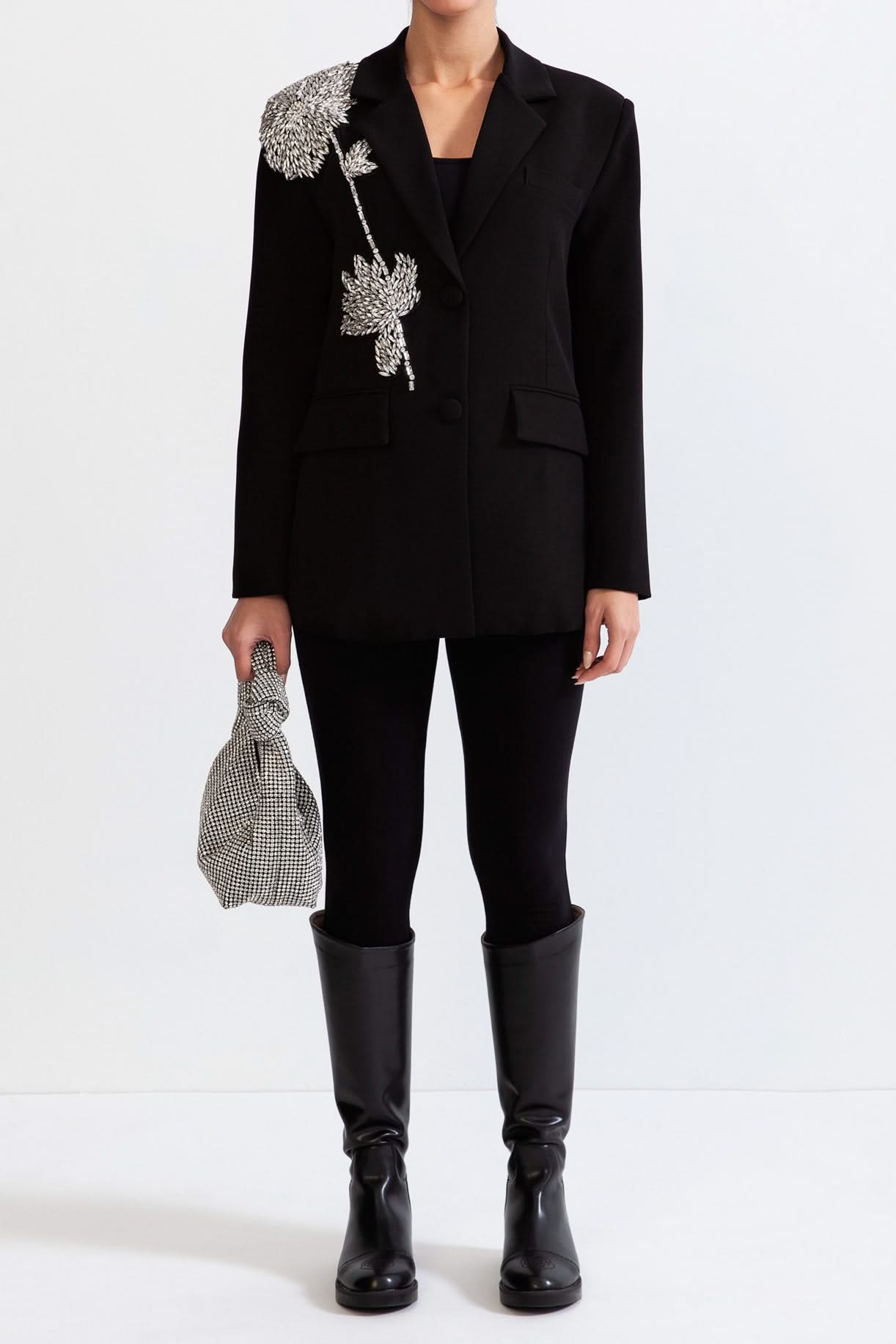 Mücevher Tek Düğmeli Blazer - Siyah