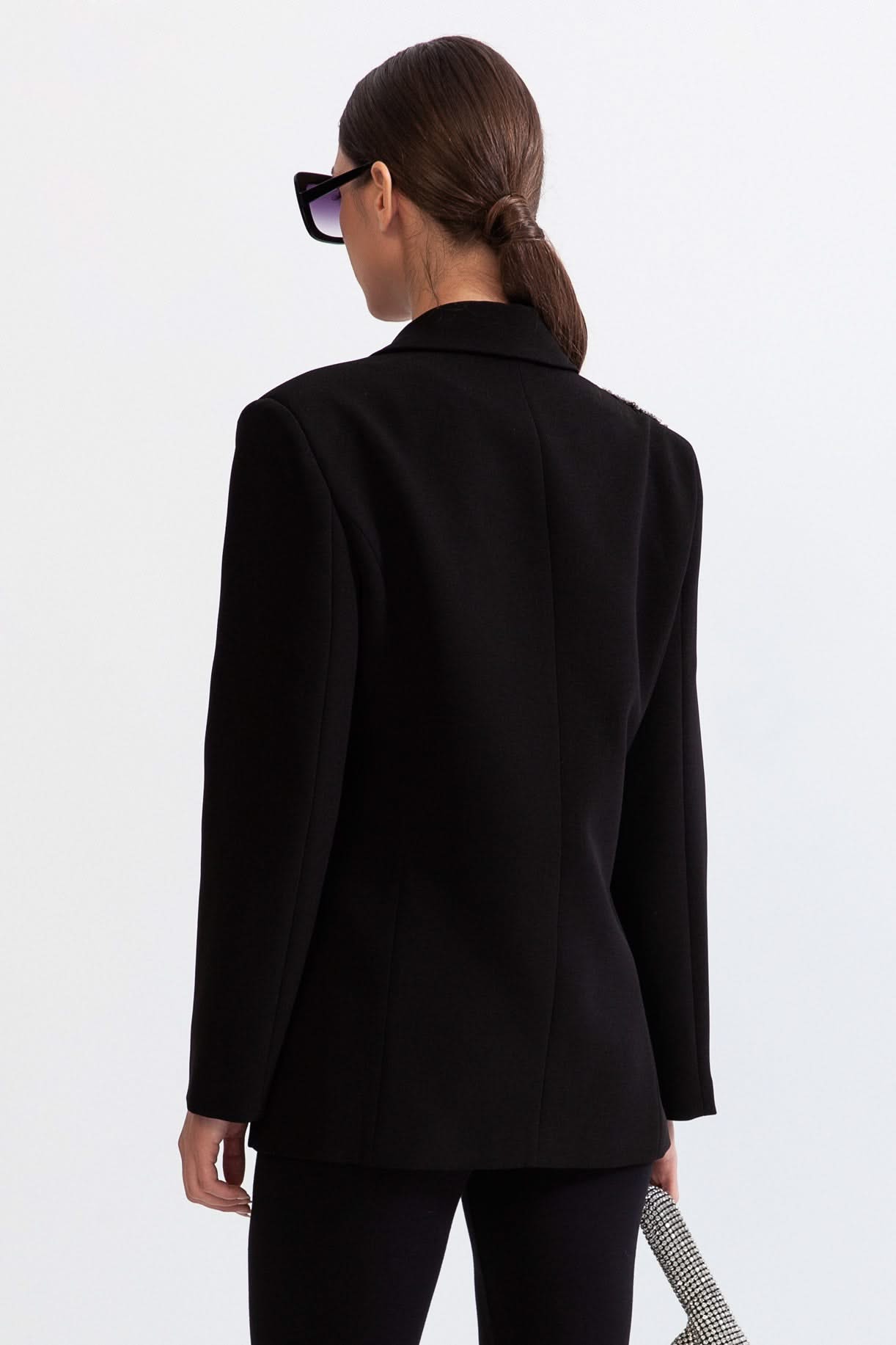 Mücevher Tek Düğmeli Blazer - Siyah