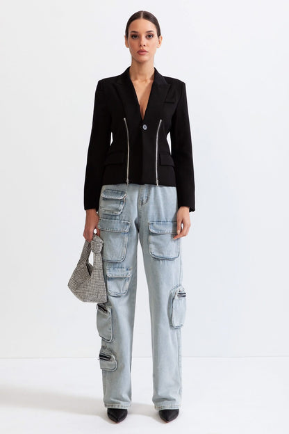 Fermuarlı Ceket - Siyah