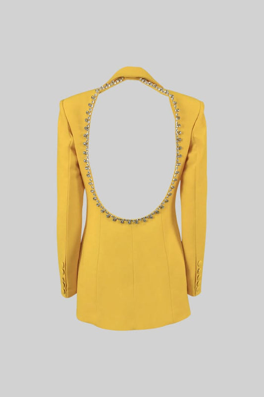 Sırt Kesimli Elmas Blazer - Sarı