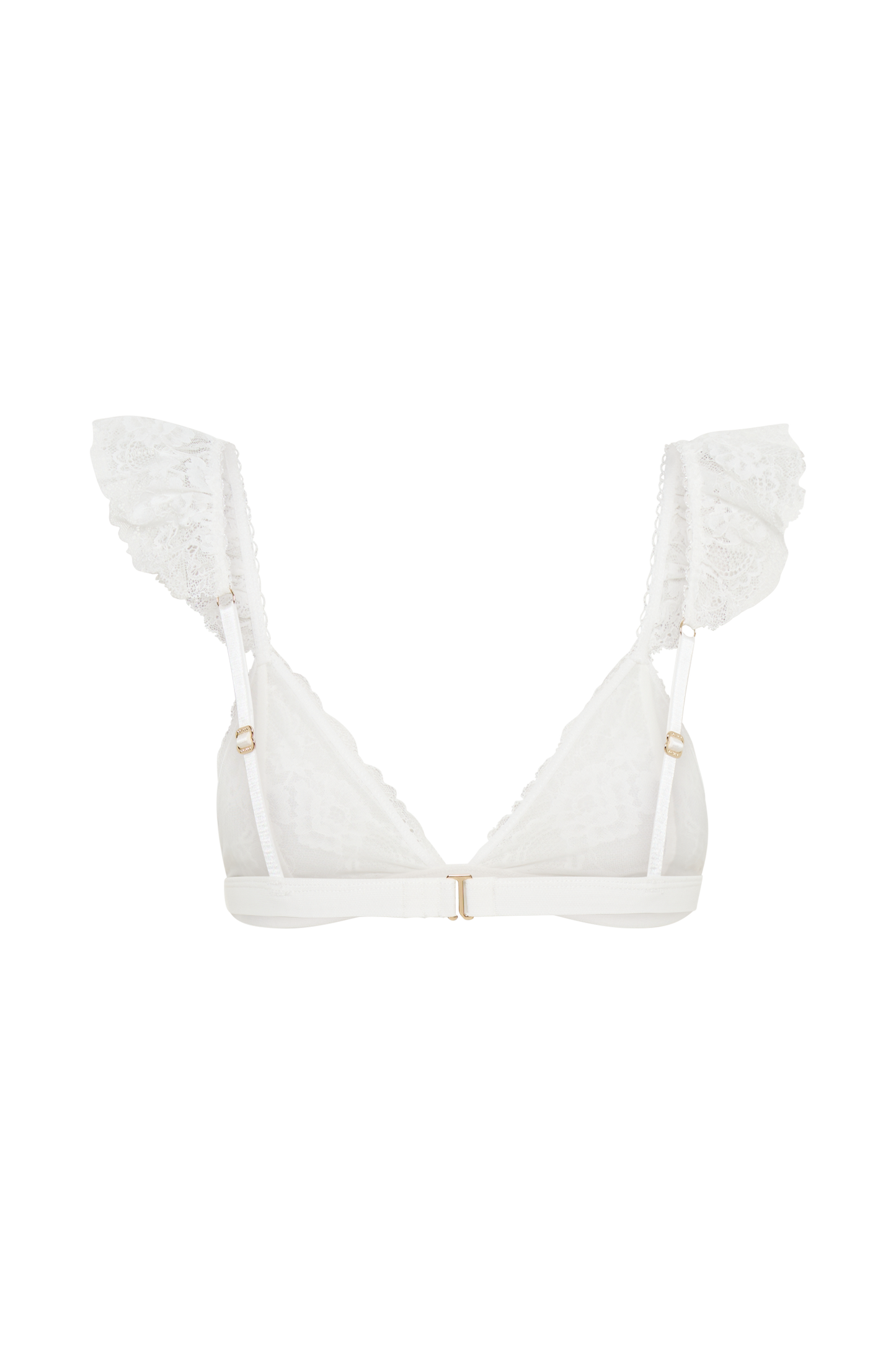 Butka™ Anniston Dantelli Fırfırlı Üçgen Bralet - Beyaz