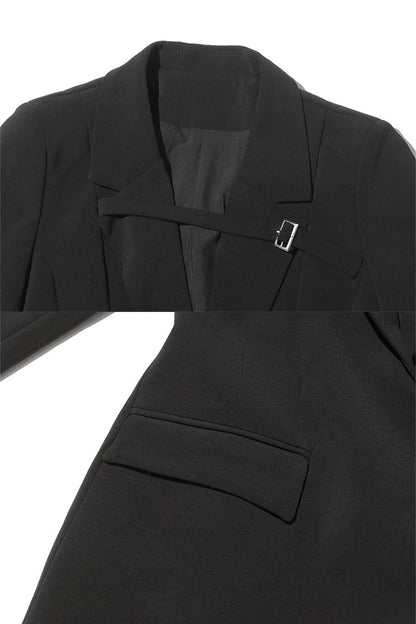 Kemerli Göğüs Vurgulu Trençkot - Siyah